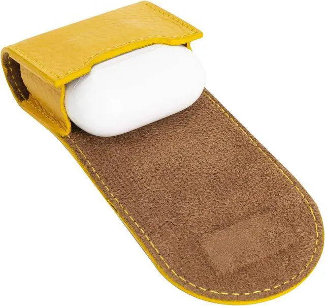 Alt view image 5 of 5 - Bari Leather Cover Compatible with Apple AirPods 1 and Airpods 2 Charging Case - Yellow