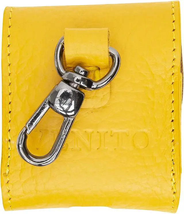 Alt view image 4 of 5 - Bari Leather Cover Compatible with Apple AirPods 1 and Airpods 2 Charging Case - Yellow