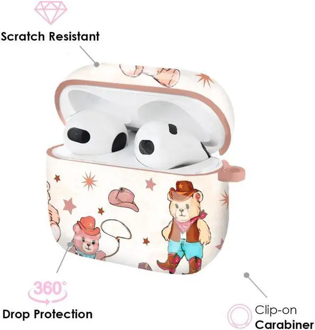 Alt view image 2 of 4 - Velvet Caviar Compatible with AirPods 3rd Generation Case with Keychain - Cute Protective Hard Cover - AirPod 3 Case - Western Cowboy Teddy Bear