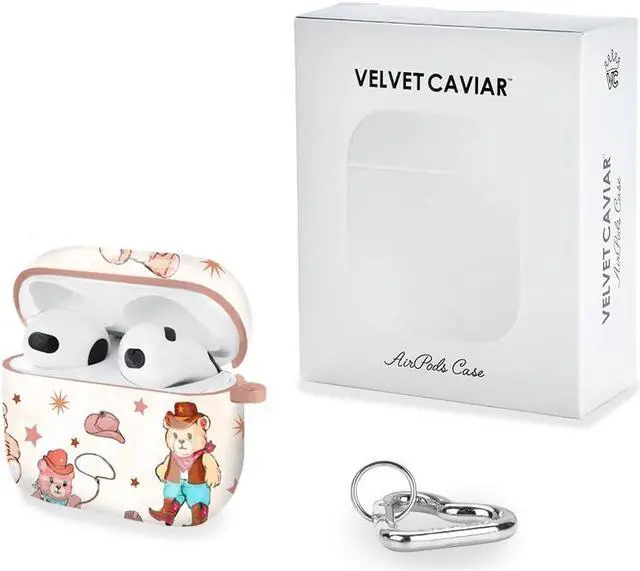 Alt view image 4 of 4 - Velvet Caviar Compatible with AirPods 3rd Generation Case with Keychain - Cute Protective Hard Cover - AirPod 3 Case - Western Cowboy Teddy Bear