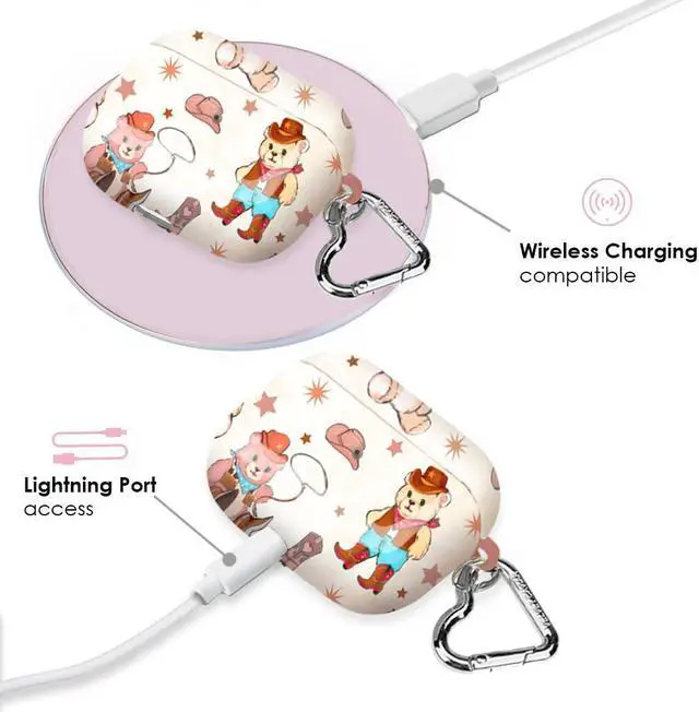 Alt view image 3 of 4 - Velvet Caviar Compatible with AirPods 3rd Generation Case with Keychain - Cute Protective Hard Cover - AirPod 3 Case - Western Cowboy Teddy Bear