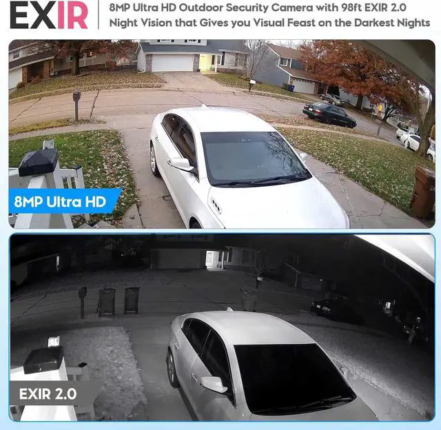 Alt view image 3 of 5 - VIKYLIN 4K 8MP IP PoE AI Camera(Black),Security IP Turret Camera with 98ft EXIR2.0 Night Vision,Built-in Mic,Human/Vehicle Detection, 2.8mm Lens,H.265,IP67,NDAA Complaint