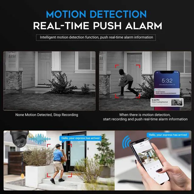 Alt view image 5 of 5 - VIKYLIN 4K 8MP IP PoE AI Camera(Black),Security IP Turret Camera with 98ft EXIR2.0 Night Vision,Built-in Mic,Human/Vehicle Detection, 2.8mm Lens,H.265,IP67,NDAA Complaint