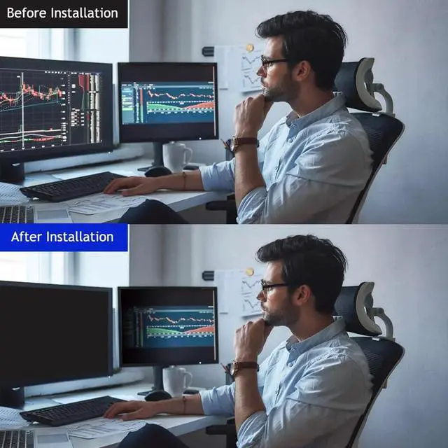 Alt view image 4 of 5 - WELINC 18.5 Inch - 16:9 Aspect Ratio - Computer Privacy Screen Filter for Widescreen Monitor - Anti-Glare - Anti-Scratch Protector Film - Protects Your Eyes from Harmful Glare and Blue Light