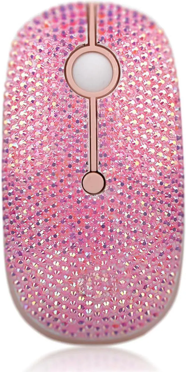 Main image of WONGS Bling Austrian Crystal Rhinestone 2.4G Noiseless Wireless Mouse, with USB Receiver, Portable Computer Mice for PC, Tablet, Laptop, Notebook, Gift - Pink Colorful