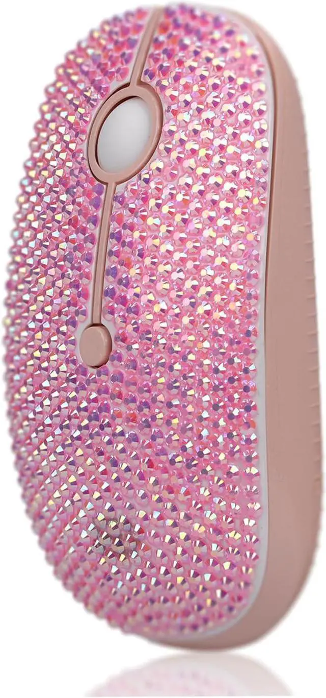 Alt view image 2 of 5 - WONGS Bling Austrian Crystal Rhinestone 2.4G Noiseless Wireless Mouse, with USB Receiver, Portable Computer Mice for PC, Tablet, Laptop, Notebook, Gift - Pink Colorful