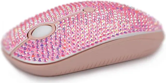Alt view image 3 of 5 - WONGS Bling Austrian Crystal Rhinestone 2.4G Noiseless Wireless Mouse, with USB Receiver, Portable Computer Mice for PC, Tablet, Laptop, Notebook, Gift - Pink Colorful
