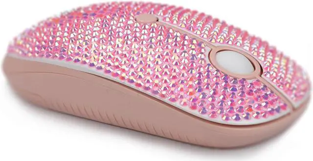 Alt view image 4 of 5 - WONGS Bling Austrian Crystal Rhinestone 2.4G Noiseless Wireless Mouse, with USB Receiver, Portable Computer Mice for PC, Tablet, Laptop, Notebook, Gift - Pink Colorful