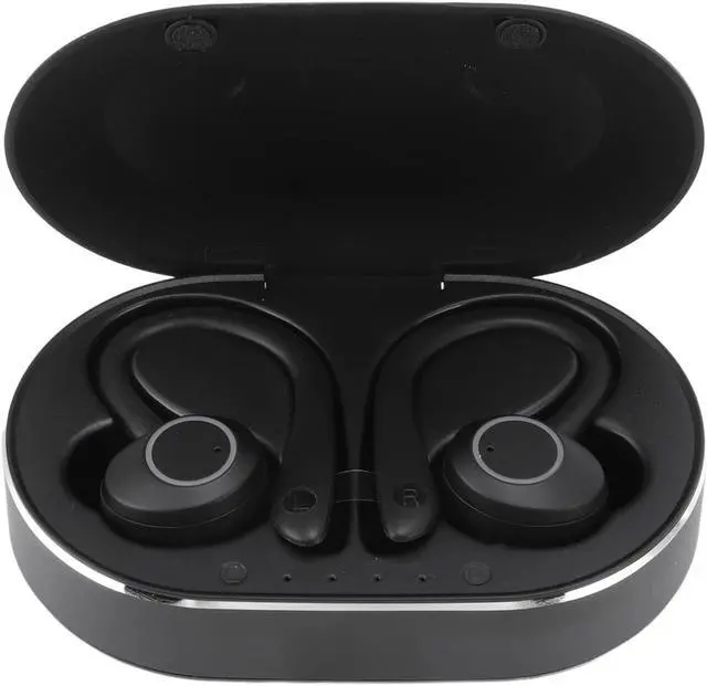 Main image of Wisoqu Bluetooth Earphone, Waterproof Stereo Noise Cancelling Earbuds with Mic LED Indicator, 120H Long Playtime, Earhooks Headphones for Driving Sports Travel (Black),