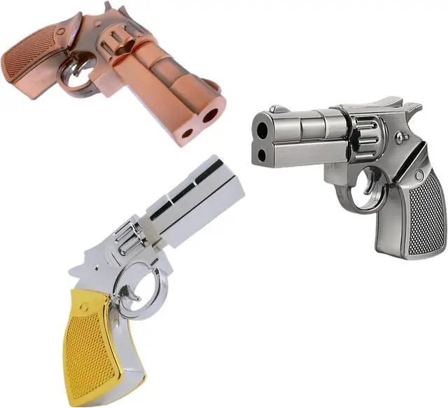 Main image of WooTeck 3 Pack 64GB Metal Revolver Pistol Gun USB Flash Drive Memory Stick(Copper,Livid,Silver)