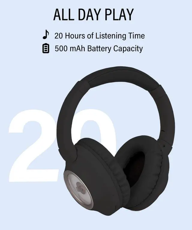 Alt view image 4 of 5 - XuanGui Bluetooth Headphones Over Ear, 20H Playtime Wireless Stereo Headphones with HD Microphone, FM/TF for Office Home, Foldable and Comfortable Fit Design NX500, Black