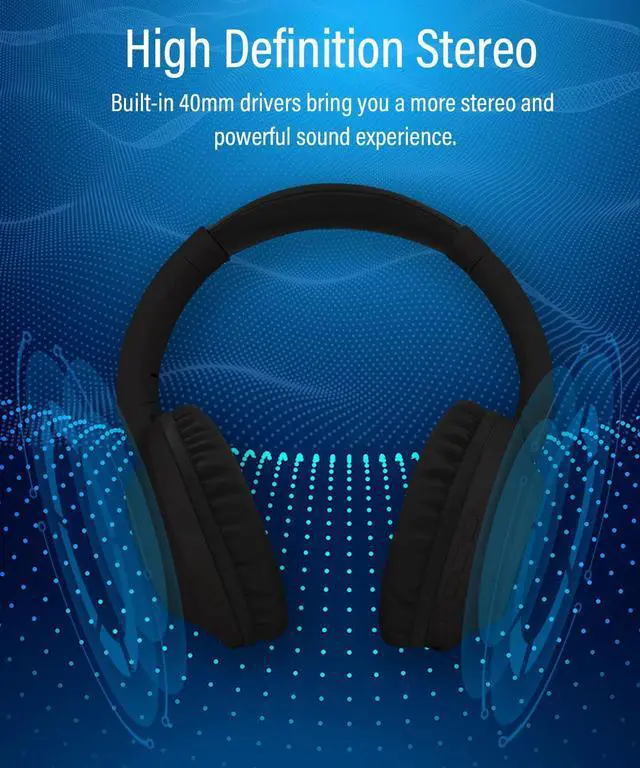 Alt view image 2 of 5 - XuanGui Bluetooth Headphones Over Ear, 20H Playtime Wireless Stereo Headphones with HD Microphone, FM/TF for Office Home, Foldable and Comfortable Fit Design NX500, Black