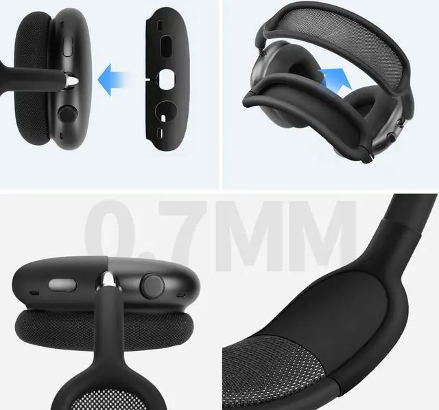Alt view image 3 of 5 - Yinke Smart Case for AirPods Max Headphones Supports Sleep Mode, with AirPods Max Silicone Earpad Cover and Headband Cover Anti-Scratch Accessories, Hard Organizer Portable Carry Travel