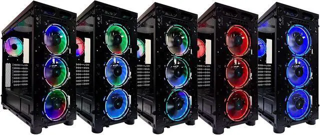 Alt view image 3 of 5 - Apevia AC42-RGB Arcane 120mm Silent RGB Color Changing LED Fan with Remote Control, 16x LEDs & 8X Anti-Vibration Rubber Pads w/ 2 Magnetic LED Strips (4+2-pk)