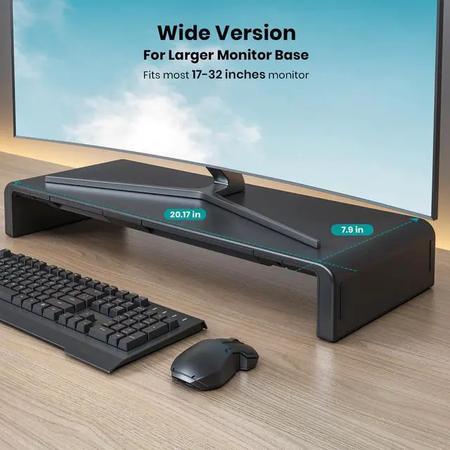 Alt view image 2 of 5 - Monitor Stand Riser, Klearlook Foldable Computer Monitor Riser,Height Adjustable Computer Stand, Desk Shelf Riser with Storage Drawer & Tablet Phone Stand for Computer, Desktop, Laptop (Black)