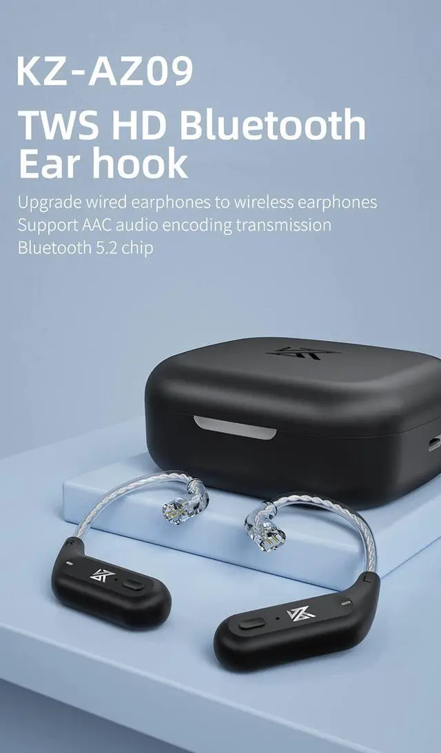 Alt view image 4 of 5 - erjigo TWS + Earbuds Hook 2Pin Connector with Mic Support/30 Hours Playback,KZ-AZ09 HD Bluetooth5.2 Ear Hook Compatible with 0.75/0.78mm Pin Earphones/Headphones/Headsets for Sports (C Pin)