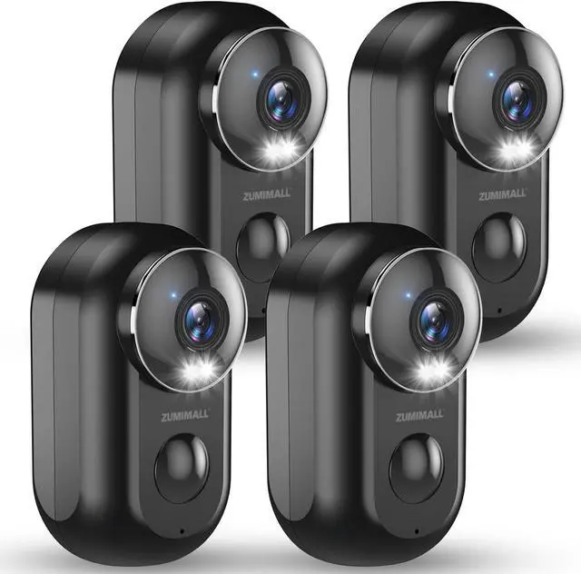 Main image of ZUMIMALL Security Cameras Wireless Outdoor - 4 Packs- 2.4G WiFi Battery Powered Cameras for Home Surveillance, Spotlight & Siren/PIR Detection/3MP Color Night Vision/2-Way Talk/IP66/Cloud/SD