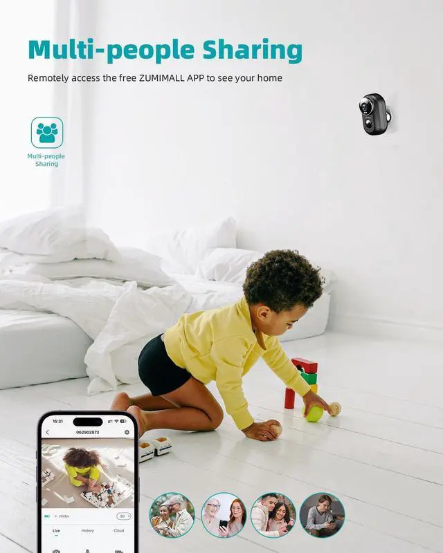 Alt view image 5 of 5 - ZUMIMALL Security Cameras Wireless Outdoor - 4 Packs- 2.4G WiFi Battery Powered Cameras for Home Surveillance, Spotlight & Siren/PIR Detection/3MP Color Night Vision/2-Way Talk/IP66/Cloud/SD