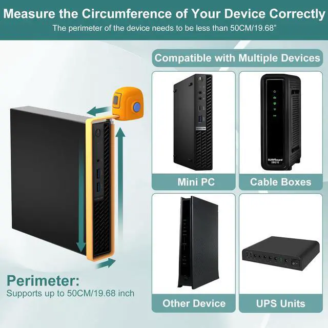 Alt view image 2 of 5 - Universal Small Device VESA Mount can Connect VESA Arms, Adjustable Strap for MFF, Small Computers, Modems and More Mini PC Mount or Other Devices, Mounts on The Back of a Monitor with Screws Kit
