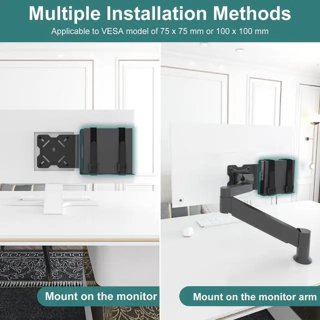 Alt view image 3 of 5 - Universal Small Device VESA Mount can Connect VESA Arms, Adjustable Strap for MFF, Small Computers, Modems and More Mini PC Mount or Other Devices, Mounts on The Back of a Monitor with Screws Kit