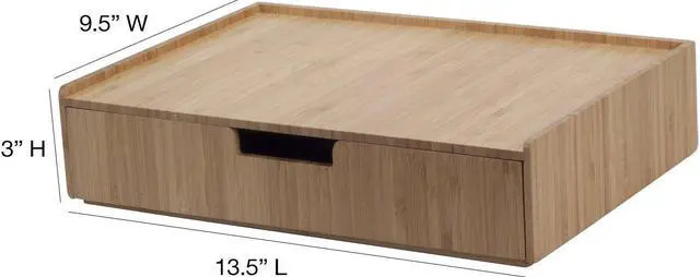 Alt view image 3 of 5 - MobileVision Bamboo Drawer Large, Monitor Stand & Stackable Storage Solution for office products pens, pencils, scissors, notepads, business cards and more
