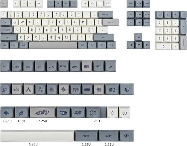 Alt view image 2 of 5 - PBT keycaps 60 Percent Dye-Sub XDA 137 keycap Set for Cherry MX Gateron Kailh Switches Gaming Mechanical Keyboard (Stone)