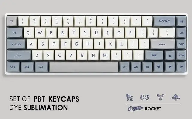 Alt view image 4 of 5 - PBT keycaps 60 Percent Dye-Sub XDA 137 keycap Set for Cherry MX Gateron Kailh Switches Gaming Mechanical Keyboard (Stone)