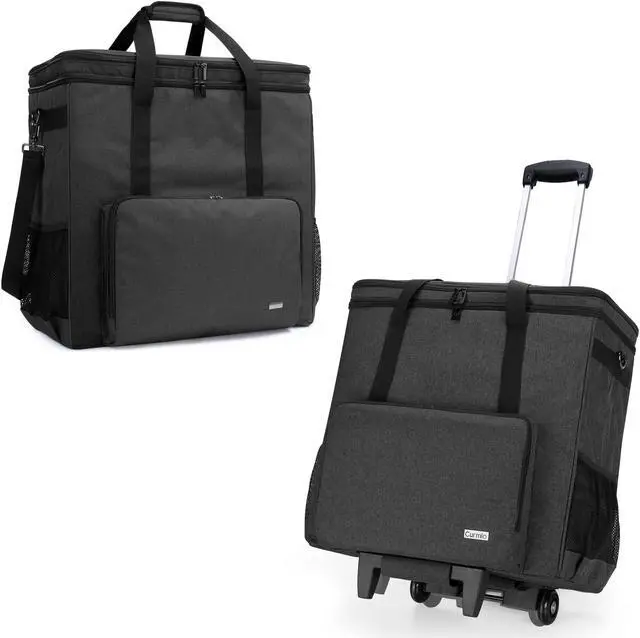 Main image of CURMIO Double-Layer Carrying Case for Computer Tower, Rolling Desktop Computer Carrying Case with Wheels for PC Chassis, Keyboard, Cable and Mouse, Headphone