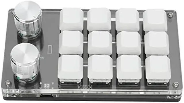 Main image of Cuifati One Handed Macro Mechanical Keyboard, 12 Key Mini Programmable Micro Keyboard, Fully Programmable Keys and 2 Knob, for, for Vista, for, for Macos(Black White)