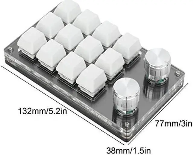 Alt view image 2 of 5 - Cuifati One Handed Macro Mechanical Keyboard, 12 Key Mini Programmable Micro Keyboard, Fully Programmable Keys and 2 Knob, for, for Vista, for, for Macos(Black White)