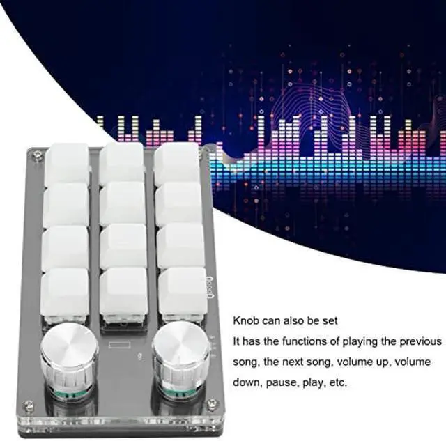 Alt view image 3 of 5 - Cuifati One Handed Macro Mechanical Keyboard, 12 Key Mini Programmable Micro Keyboard, Fully Programmable Keys and 2 Knob, for, for Vista, for, for Macos(Black White)