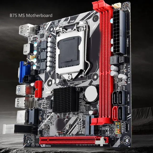 Alt view image 2 of 5 - B75 MS LGA 1155 Computer Motherboard with DDR3 Memory Support, USB 3.0, SATA3.0, HD Graphics, USB3.0 Ports, Pentium Celeron & I3 I5 Processor Compatible