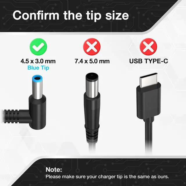 Alt view image 2 of 5 - New Replacement hp 65w Laptop Charger for HP Spectre x360 13-4193nr 15-ap001nx 15t-ap000,HP ProBook Charger X360 11 G1 G2 G3 G4 G5 G6,Envy Pavilion Stream X360 13 15 17 15-1039wm Power Supply Cord