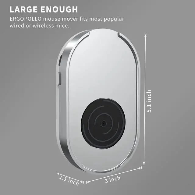 Alt view image 2 of 5 - Ergopollo Mouse Jiggler, Undetectable Mouse Mover Device Wiggler Shaker with Drive Free USB Cable and 5V1A Adapter, Moves Mouse Automatically, Keep PC Screen Active, Silver