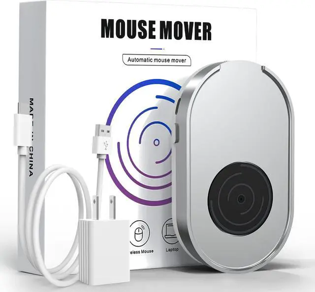 Main image of Ergopollo Mouse Jiggler, Undetectable Mouse Mover Device Wiggler Shaker with Drive Free USB Cable and 5V1A Adapter, Moves Mouse Automatically, Keep PC Screen Active, Silver