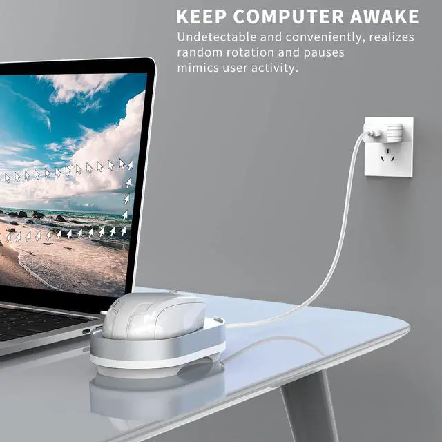 Alt view image 3 of 5 - Ergopollo Mouse Jiggler, Undetectable Mouse Mover Device Wiggler Shaker with Drive Free USB Cable and 5V1A Adapter, Moves Mouse Automatically, Keep PC Screen Active, Silver