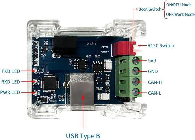 Alt view image 4 of 5 - DSD TECH SH-C30G Isolated USB to CAN Adapter Based on Canable 1.0 Pro