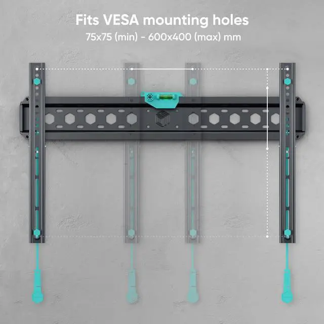 Alt view image 5 of 5 - ONKRON Fixed TV Wall Mount for 43-85 Inch Screen up to 150 lbs, Universal TV Mount Low Profile with max 600x400 VESA - Large & Thin TV Mount Flush/Ultra Slim Wall Mount TV Bracket Flat Black