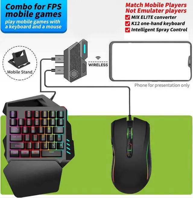 Alt view image 2 of 5 - FOSA Keyboard Mouse Converter for Mobile Game, Mobile Game Keyboard Mouse Convertor Adapter, 3 USB Ports Mobile Game Controller Gaming Controller Keyboard Mouse Adapter