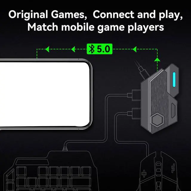 Alt view image 5 of 5 - FOSA Keyboard Mouse Converter for Mobile Game, Mobile Game Keyboard Mouse Convertor Adapter, 3 USB Ports Mobile Game Controller Gaming Controller Keyboard Mouse Adapter