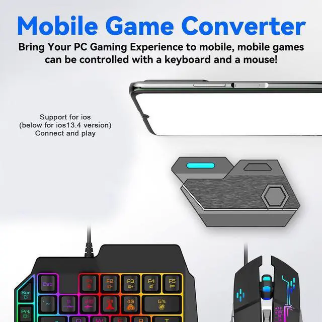 Alt view image 4 of 5 - FOSA Keyboard Mouse Converter for Mobile Game, Mobile Game Keyboard Mouse Convertor Adapter, 3 USB Ports Mobile Game Controller Gaming Controller Keyboard Mouse Adapter