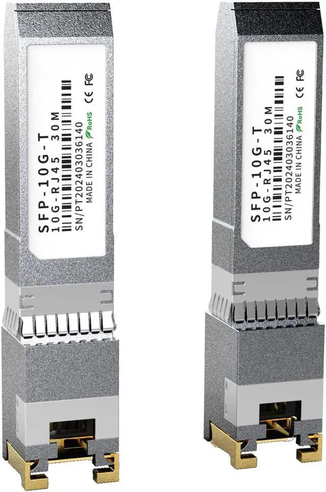 Main image of 2PCS 10GBASE-T SFP+ RJ45 Copper Transceiver Module, Multi-Rate 1.25G/2.5G/5G/10G up to 30m - Compatible with TP-Link, Cisco SFP-10G-T-S, Ubiquiti UF-RJ45-10G, Netgear, Broadcom, Mikrotik and More