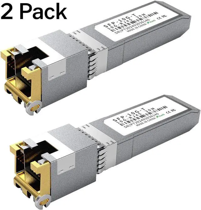 Alt view image 2 of 5 - 2PCS 10GBASE-T SFP+ RJ45 Copper Transceiver Module, Multi-Rate 1.25G/2.5G/5G/10G up to 30m - Compatible with TP-Link, Cisco SFP-10G-T-S, Ubiquiti UF-RJ45-10G, Netgear, Broadcom, Mikrotik and More