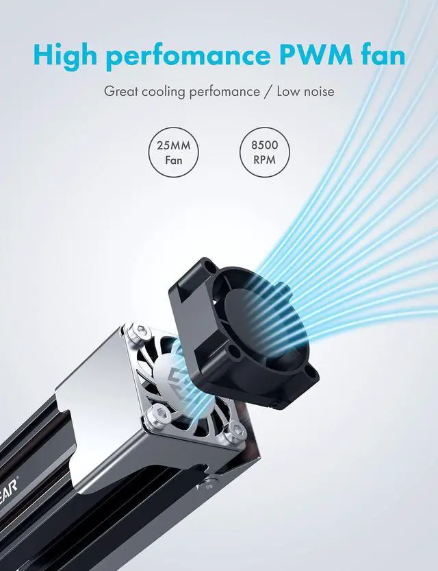 Alt view image 5 of 5 - GRAUGEAR M.2 2280 SSD Heatsink, Direct-Touch Heat of Dual Copper Heat Pipes, 25mm Cooling Fan Built-in PWM Control, Aluminum Plate-Fin Design, Thermal Pads incl., 1.34 in Height [G-M2HS03-F]