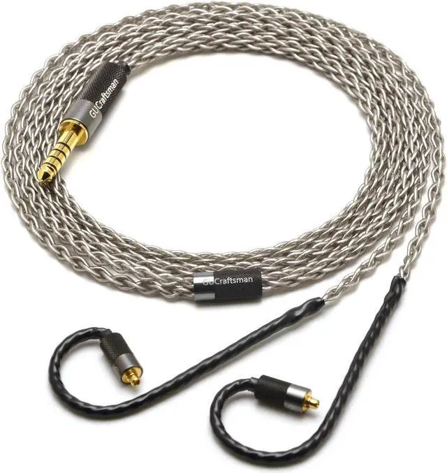 Alt view image 2 of 5 - GUCraftsman MMCX 6N Single Crystal Silver 2.5mm/4.4mm Balance Earphone Upgrade Cable for SHURE SE846 SE535 Xelento Remote t8ie t9ie UE900S IT04 DK4001 W60 Andromeda Vega JVC FW001 FW002 (3.5mm Plug)