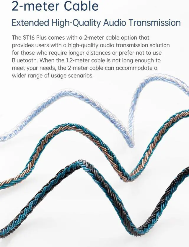 Alt view image 4 of 5 - KBEAR ST16 Plus Long IEMs Earphone Cable with QDC-Type Pin for KZ ZSN, ZS10, ASX, CRA