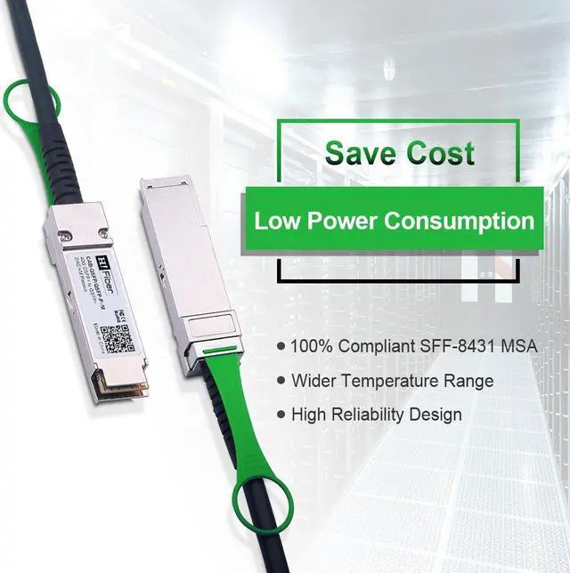 Alt view image 3 of 5 - H!Fiber 40Gb QSFP+ DAC Cable, 40GBASE-CR4, QSFP+ to QSFP+ Passive Direct Attach Copper Twinax Cable for Cisco QSFP-H40G-CU50CM, Meraki MA-CBL-40G-50CM, Mikrotik, Open Switch Devices, 0.5m 1.64 ft