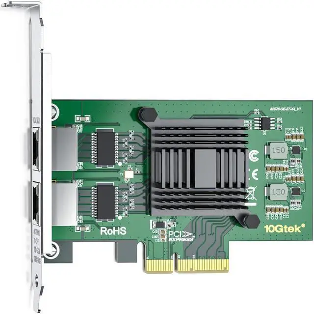 Alt view image 2 of 4 - Dual-Port PCIe X4 Gigabit Ethernet Converged Network Adapter (NIC) with Intel 82576 Chipset, Compare to Intel E1G42ET, Dual Copper RJ45 Ports, PCI-E 2.1