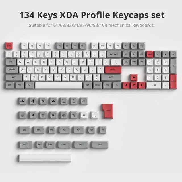 Alt view image 3 of 5 - iRoboosta PBT Dye Sub Keycaps, 134 Key XDA Profile Key caps, Custom Keyboard Keycap 75 Percent, Minimalist Key Cap Set for Cherry MX Swithes Mechanical Keyboard (Light Grey)