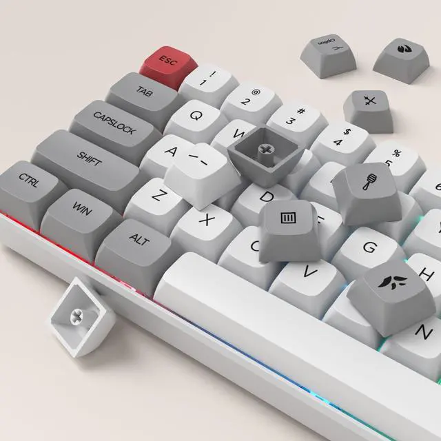 Alt view image 2 of 5 - iRoboosta PBT Dye Sub Keycaps, 134 Key XDA Profile Key caps, Custom Keyboard Keycap 75 Percent, Minimalist Key Cap Set for Cherry MX Swithes Mechanical Keyboard (Light Grey)